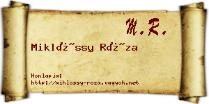 Miklóssy Róza névjegykártya